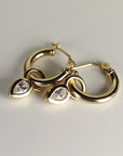 Pear Diamond Dangle Hoops Huggies