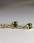 14k Solid Gold Green Tourmaline Chain Earrings