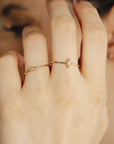 Marquise Diamond Ring 14k Gold, Champagne Diamond East West Ring