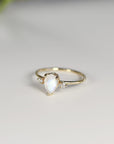 Pear Moonstone Ring with Diamond Accents