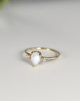 Pear Moonstone Ring with Diamond Accents - Melt'm Jewelry
