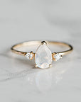 Pear Moonstone Ring with Diamond Accents