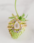 Pear Moonstone Ring with Diamond Accents