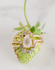 Pear Moonstone Ring with Diamond Accents