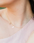 Moon and Star Necklace 14k Solid Gold