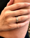 Silver, Gold and Rose Gold Set of 3 Ring with Diamond