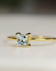 14k Gold Square Princess Aquamarine Ring - Melt'm Jewelry