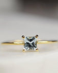 14k Gold Square Princess Aquamarine Ring