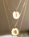 Custom Initial Necklace Gold Filled – Hand Stamped Hammered Coin Necklace, Personalized Mother Gift, Bridesmaid Jewelry
