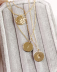 Custom Initial Necklace Gold Filled – Hand Stamped Hammered Coin Necklace, Personalized Mother Gift, Bridesmaid Jewelry