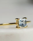 14k Gold Square Princess Aquamarine Ring