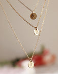 Dainty Initial Necklace Gold Filled, Hand Stamped Initial Necklace