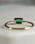 Bezel Set Emerald Ring, Emerald Cut Emerald Ring, East West Ring