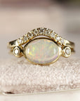 14k Gold Opal and Diamond Ring