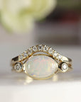 14k Gold Opal and Diamond Ring