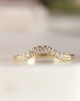 Curved Diamond Wedding Band, Matching Ring Gold Band