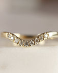 Curved Diamond Wedding Band, Matching Ring Gold Band