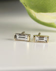 Baguette Diamond Stud Earrings 14k Gold