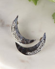 Pave Diamond Crescent Moon Earrings in Sterling Silver
