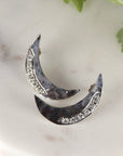 Pave Diamond Crescent Moon Earrings in Sterling Silver
