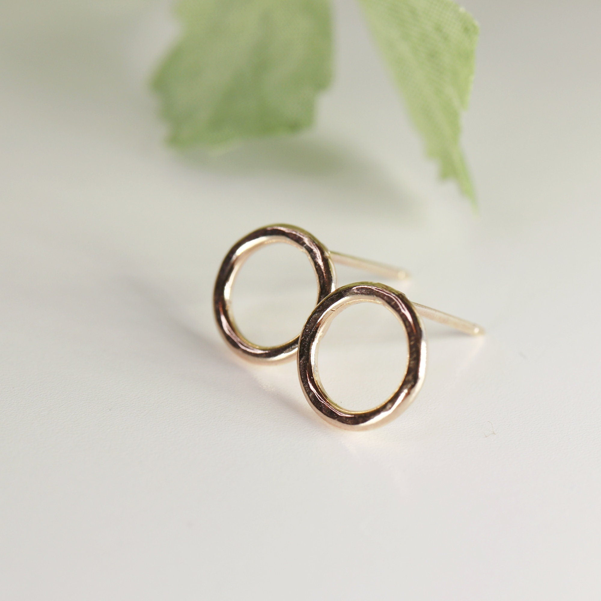 Tiny Gold Open Circle Stud Earrings