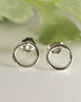 10mm Hammered Circle Stud Earrings, Gold Filled or Sterling Silver Studs