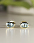 Aquamarine Stud Earrings 14k Solid Gold - Melt'm Jewelry