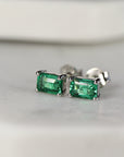 14k Gold Emerald Cut Emerald Stud Earrings - Melt'm Jewelry