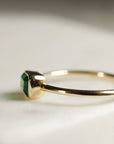 Bezel Set Emerald Ring, Emerald Cut Emerald Ring, East West Ring