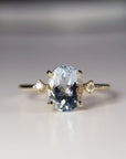 Oval Aquamarine Engagement Ring with two Accent Diamonds