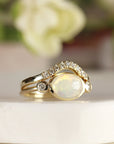 14k Gold Opal and Diamond Ring
