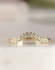 Curved Diamond Wedding Band, Matching Ring Gold Band