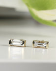 Baguette Diamond Stud Earrings 14k Gold