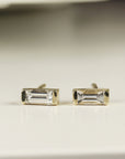 Baguette Diamond Stud Earrings 14k Gold