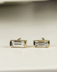 Baguette Diamond Stud Earrings 14k Gold