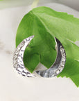 Pave Diamond Crescent Moon Earrings in Sterling Silver