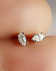 Marquise Diamond Stud Earrings, 0.14 ct VS Diamond Earrings 14k Gold