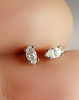 Marquise Diamond Stud Earrings, 0.14 ct VS Diamond Earrings 14k Gold - Melt'm Jewelry