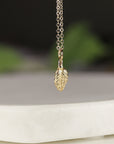 14k Solid Gold Leaf Necklace