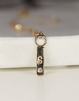 14k Solid Gold Vertical Bar Initial Necklace