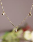 3 Diamond Station Necklace in 14k Gold - Melt'm Jewelry