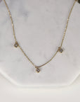 3 Diamond Station Necklace in 14k Gold