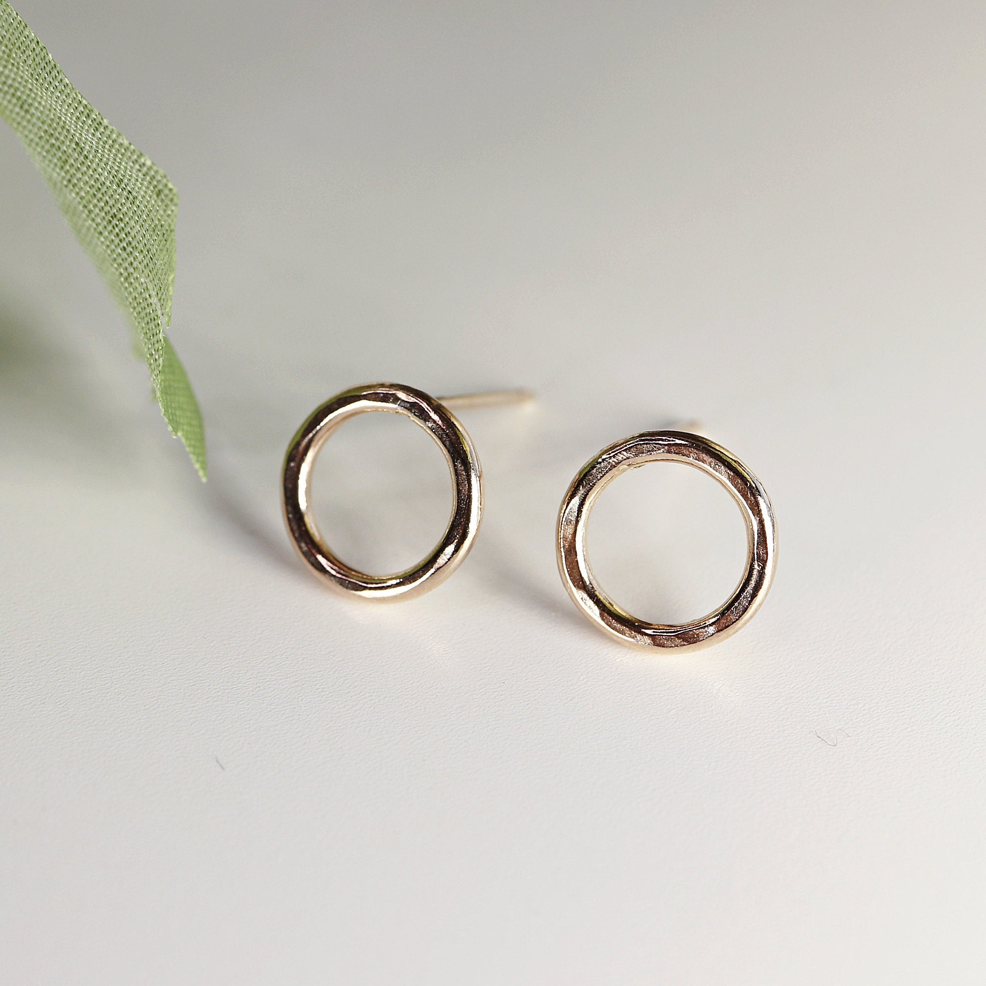 Tiny Gold Open Circle Stud Earrings