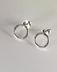 10mm Hammered Circle Stud Earrings, Gold Filled or Sterling Silver Studs