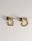 14k Solid Gold Green Tourmaline Chain Earrings