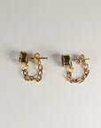 14k Solid Gold Green Tourmaline Chain Earrings