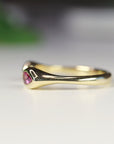 18k Solid Gold Pink Tourmaline Open Cuff Ring