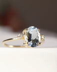 Oval Aquamarine Engagement Ring with two Accent Diamonds