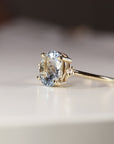 Oval Aquamarine Engagement Ring with two Accent Diamonds