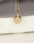 14k Solid Gold Rustic Pebble Initial Necklace